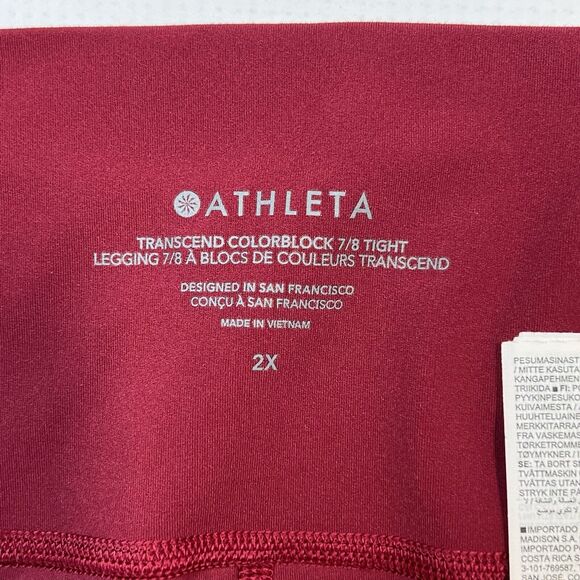 ATHLETA Transcend Color Block 7/8 Tight Leggings Womens Size 2X Berry Rose - Picture 7 of 11